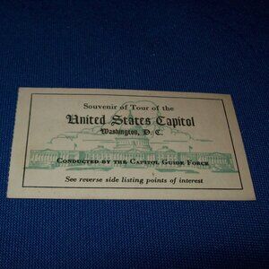 Vintage UNITED STATES CAPITOL TOUR SOUVENIR TICKET STUB